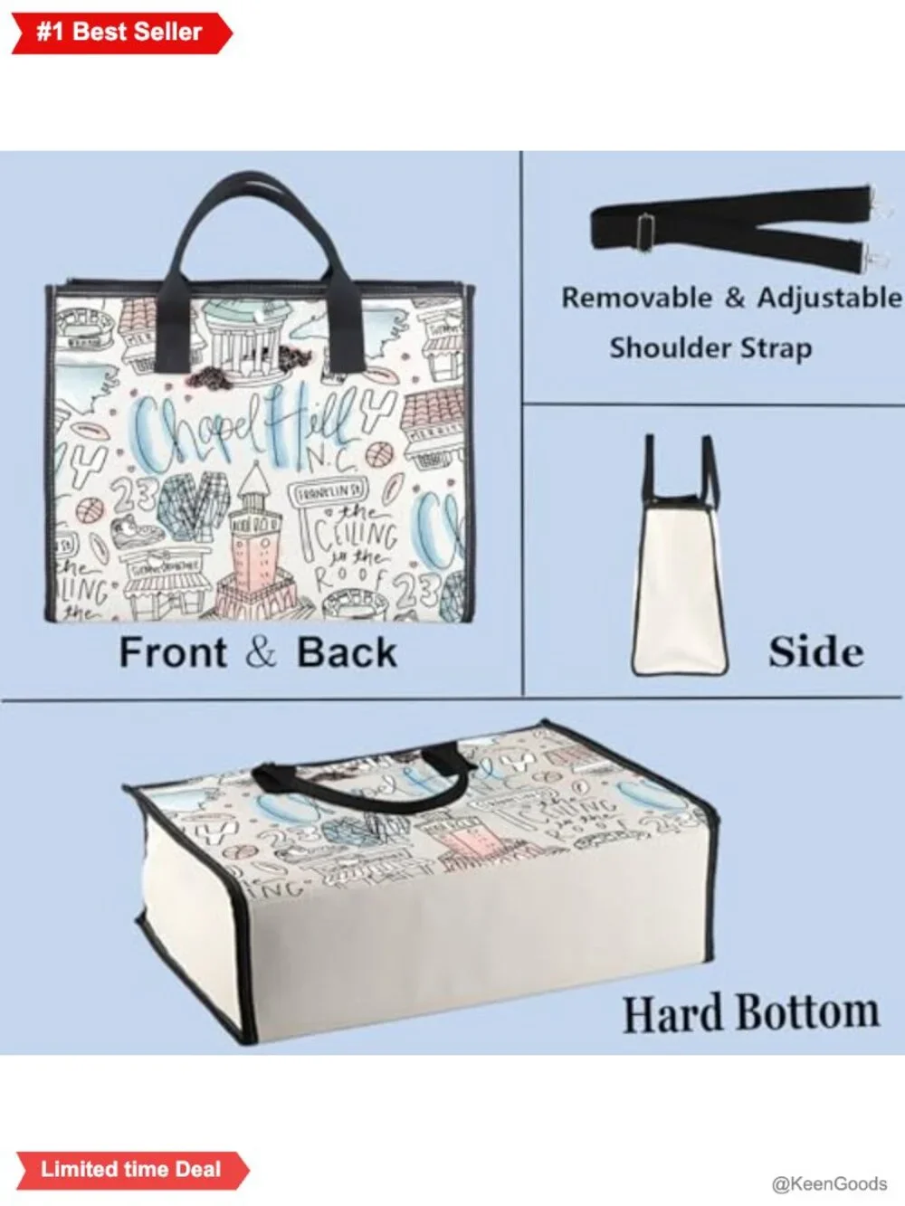 Canvas Tote Bag Reusable Grocery Waterproof Shoulder Travel